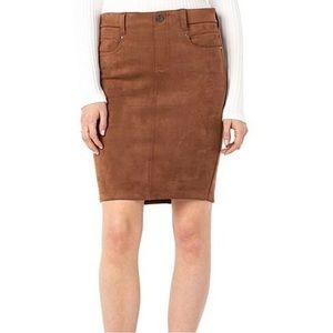Glider Pull-On Faux Suede Pencil Skirt - size 0